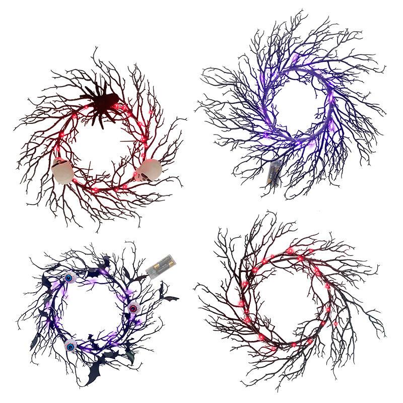 Simulated dead branch wreath Halloween glow black branch interior decoration(No Battery)